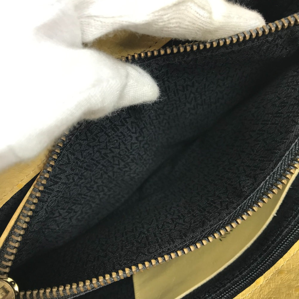VERSACE ヴィンテージ サンバースト ロゴ カバン トートバッグ 肩掛け ショルダーバッグ 型押しレザー レディース イエロー