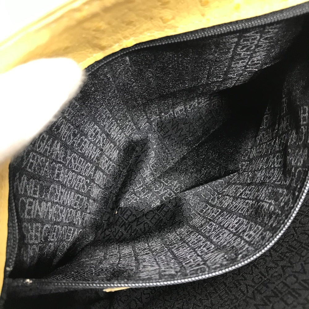 VERSACE ヴィンテージ サンバースト ロゴ カバン トートバッグ 肩掛け ショルダーバッグ 型押しレザー レディース イエロー