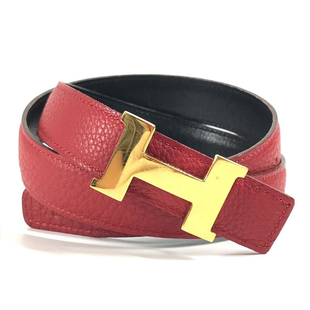 HERMES Hベルト H ベルト コンスタンス ボトムス用ベルト ベルト レザー レディース レッド×ブラック