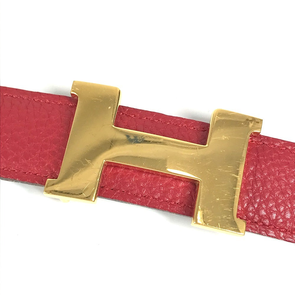 HERMES Hベルト H ベルト コンスタンス ボトムス用ベルト ベルト レザー レディース レッド×ブラック