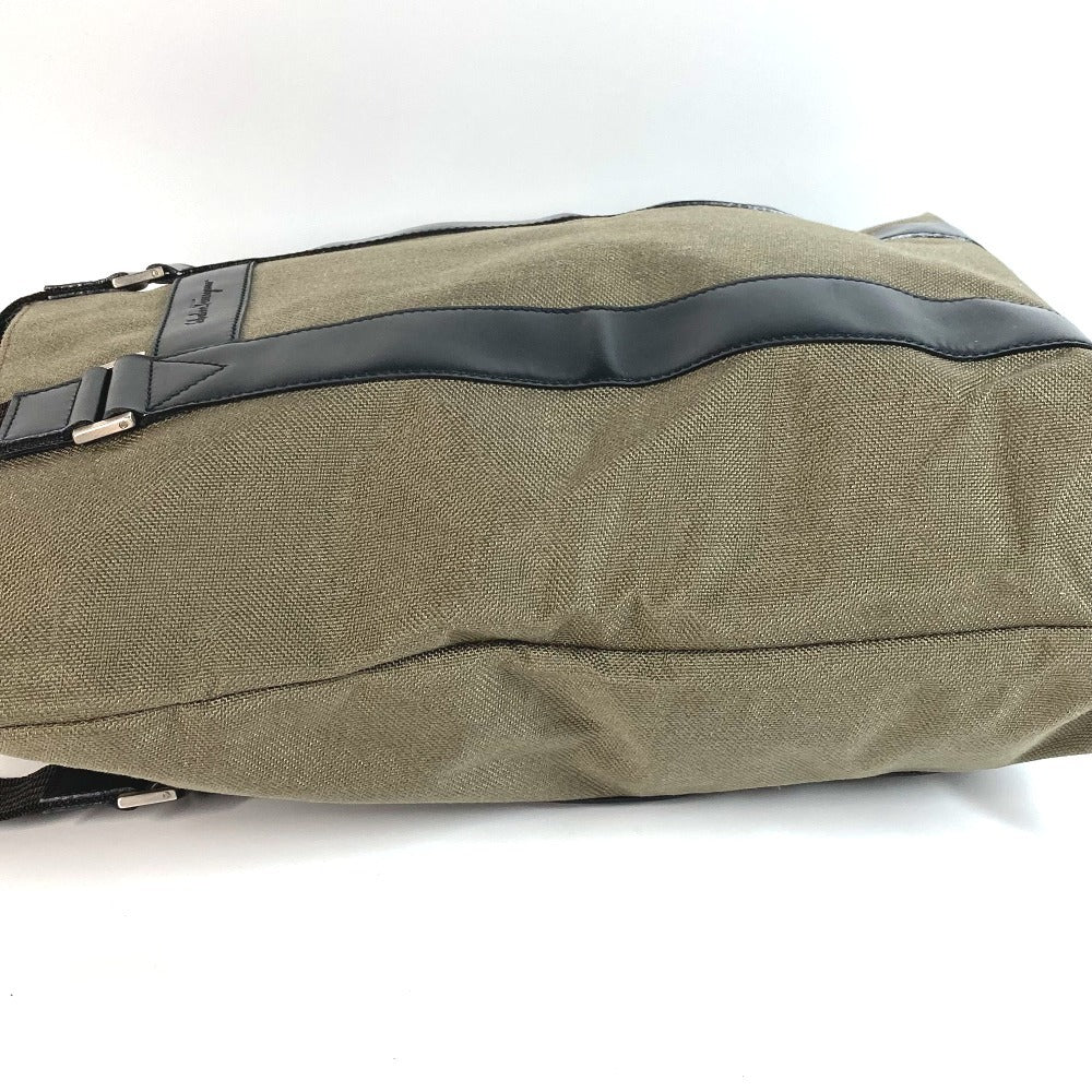 Salvatore Ferragamo 縦型トート ロゴ カバン トートバッグ ビジネスバッグ ショルダーバッグ レザー/キャンバス ユニセックス カーキ