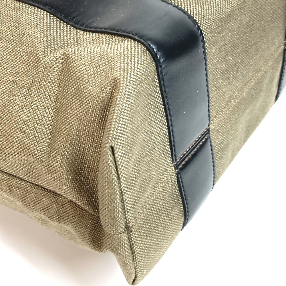 Salvatore Ferragamo 縦型トート ロゴ カバン トートバッグ ビジネスバッグ ショルダーバッグ レザー/キャンバス ユニセックス カーキ