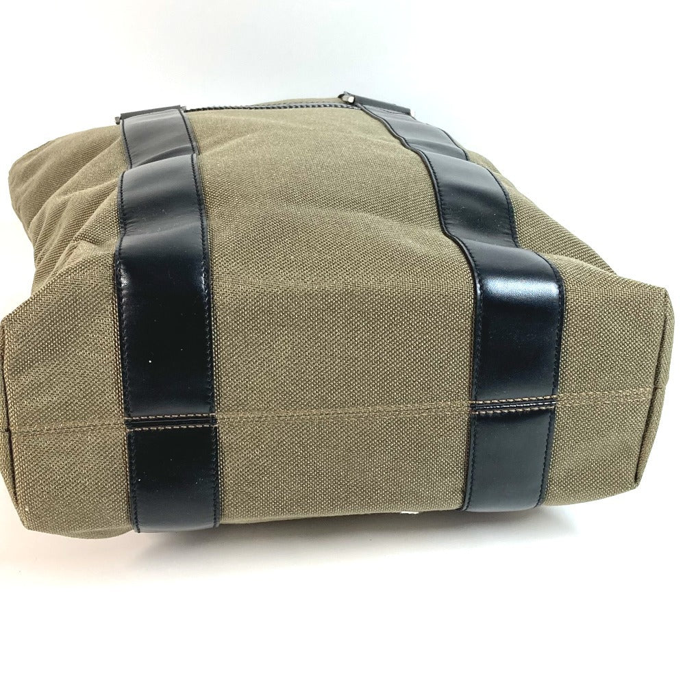 Salvatore Ferragamo 縦型トート ロゴ カバン トートバッグ ビジネスバッグ ショルダーバッグ レザー/キャンバス ユニセックス カーキ