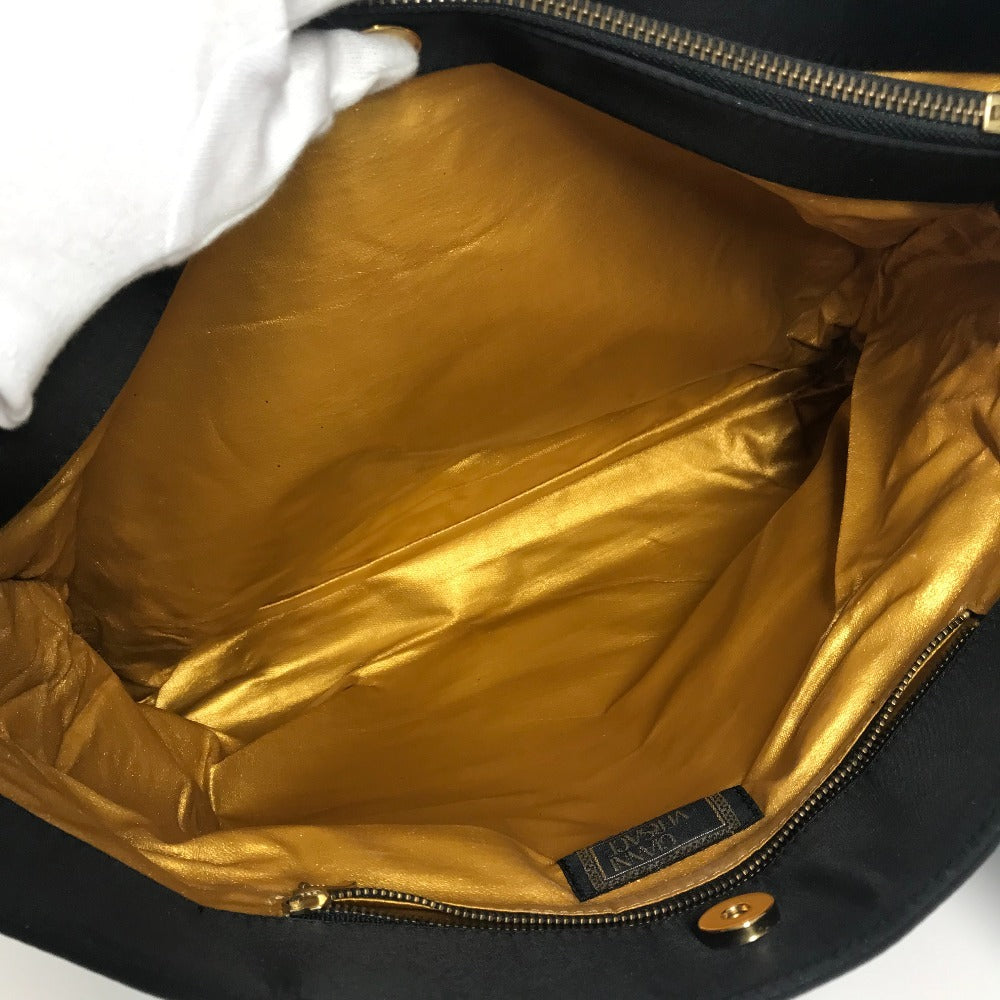 VERSACE Vintage Logo Sunburst Tote Bag with Chain Strap, Shoulder Bag, Nylon/Leather, Unisex, Black