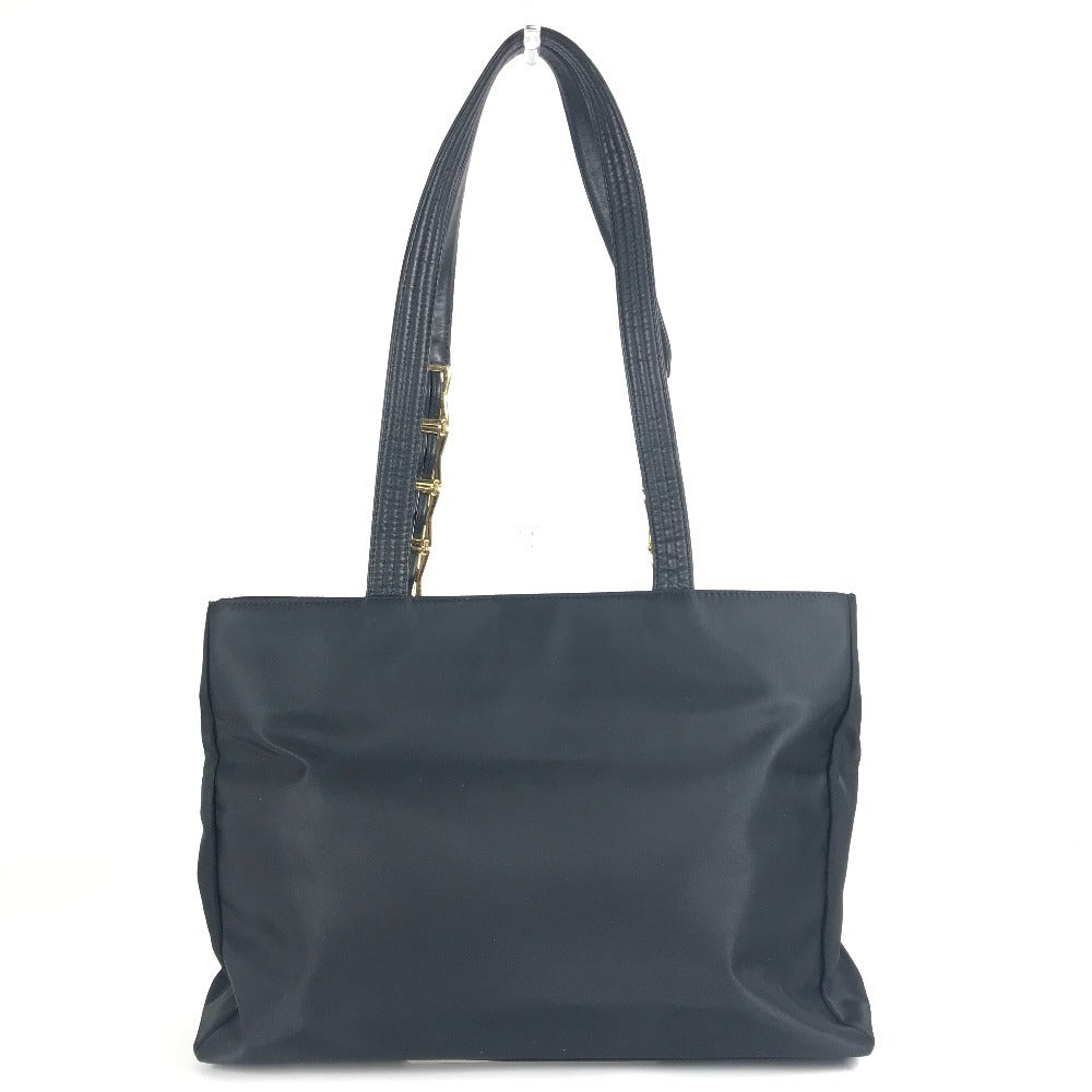 VERSACE Vintage Logo Sunburst Tote Bag with Chain Strap, Shoulder Bag, Nylon/Leather, Unisex, Black