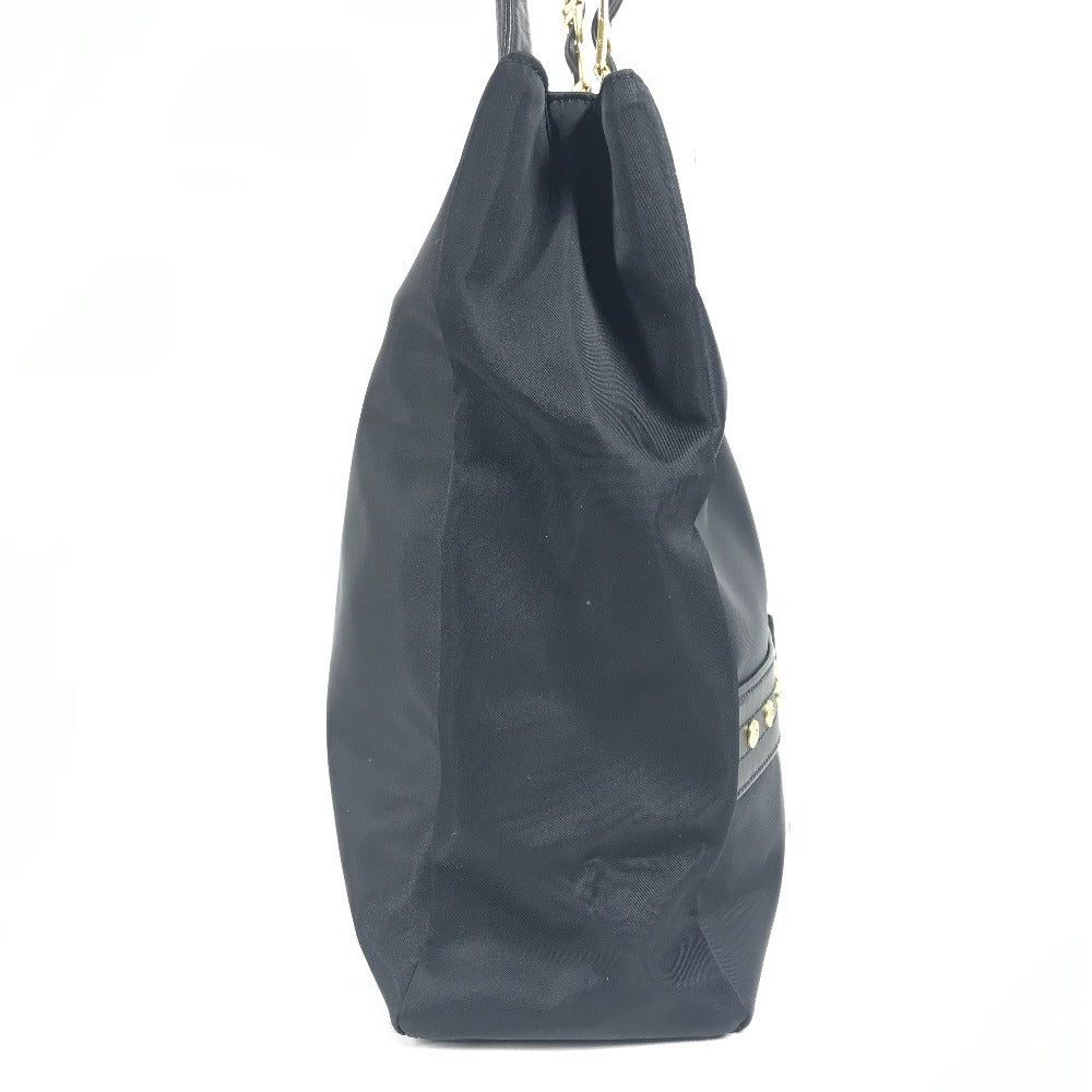 VERSACE Vintage Logo Sunburst Tote Bag with Chain Strap, Shoulder Bag, Nylon/Leather, Unisex, Black