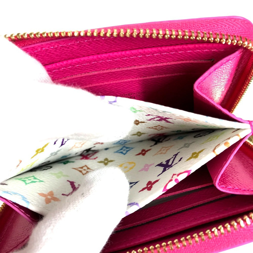 LOUIS VUITTON M14144 Japan-exclusive Epi Leather Zippy Coin Purse by Takashi Murakami. This wallet features a round zipper and is crafted from Epi leather. It's a cute pink design.