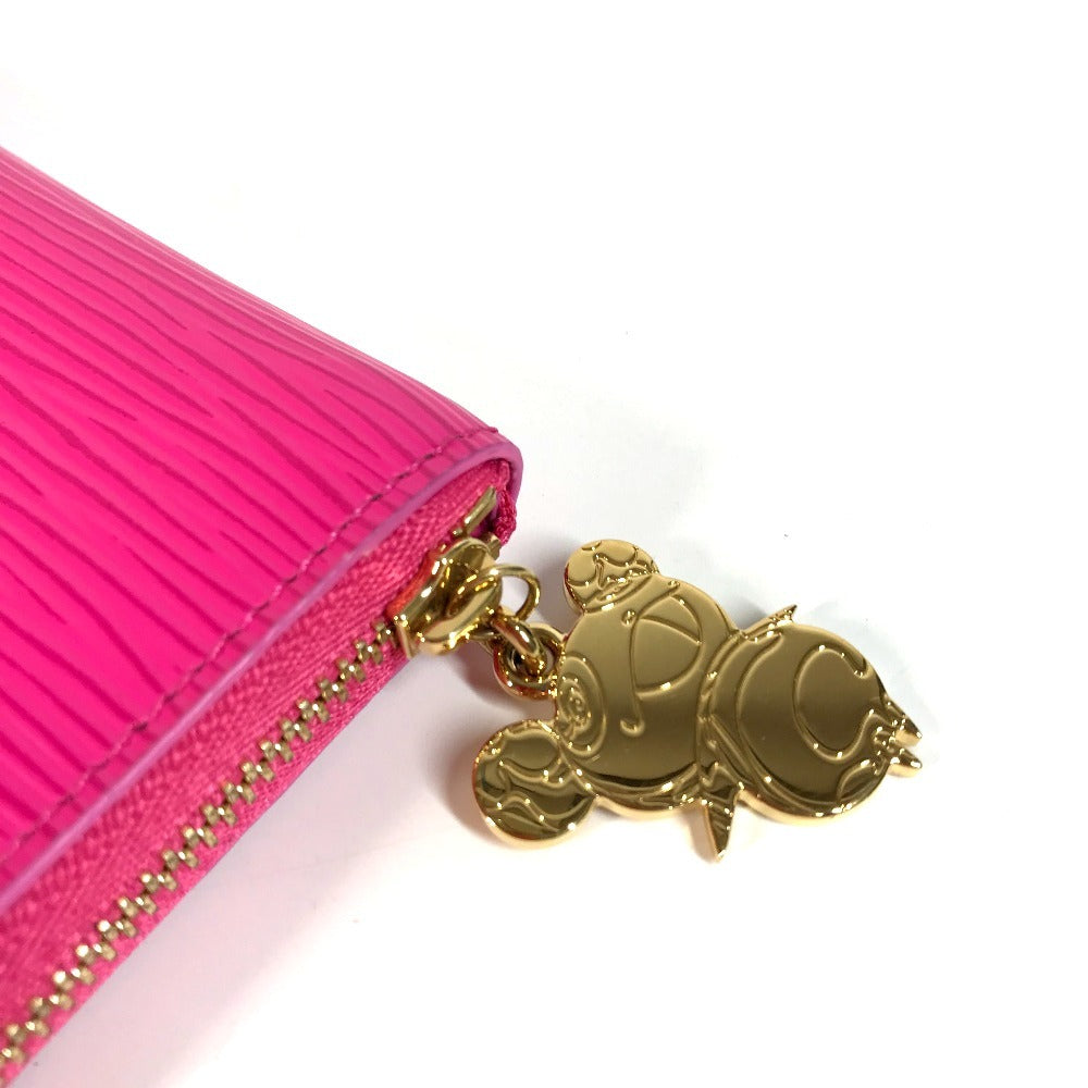 LOUIS VUITTON M14144 Japan-exclusive Epi Leather Zippy Coin Purse by Takashi Murakami. This wallet features a round zipper and is crafted from Epi leather. It's a cute pink design.