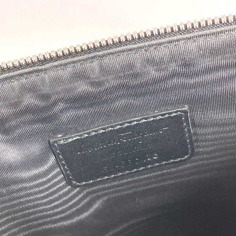Salvatore Ferragamo 総柄 ロゴ ポーチ カバン クラッチバッグ レザー メンズ ブラック