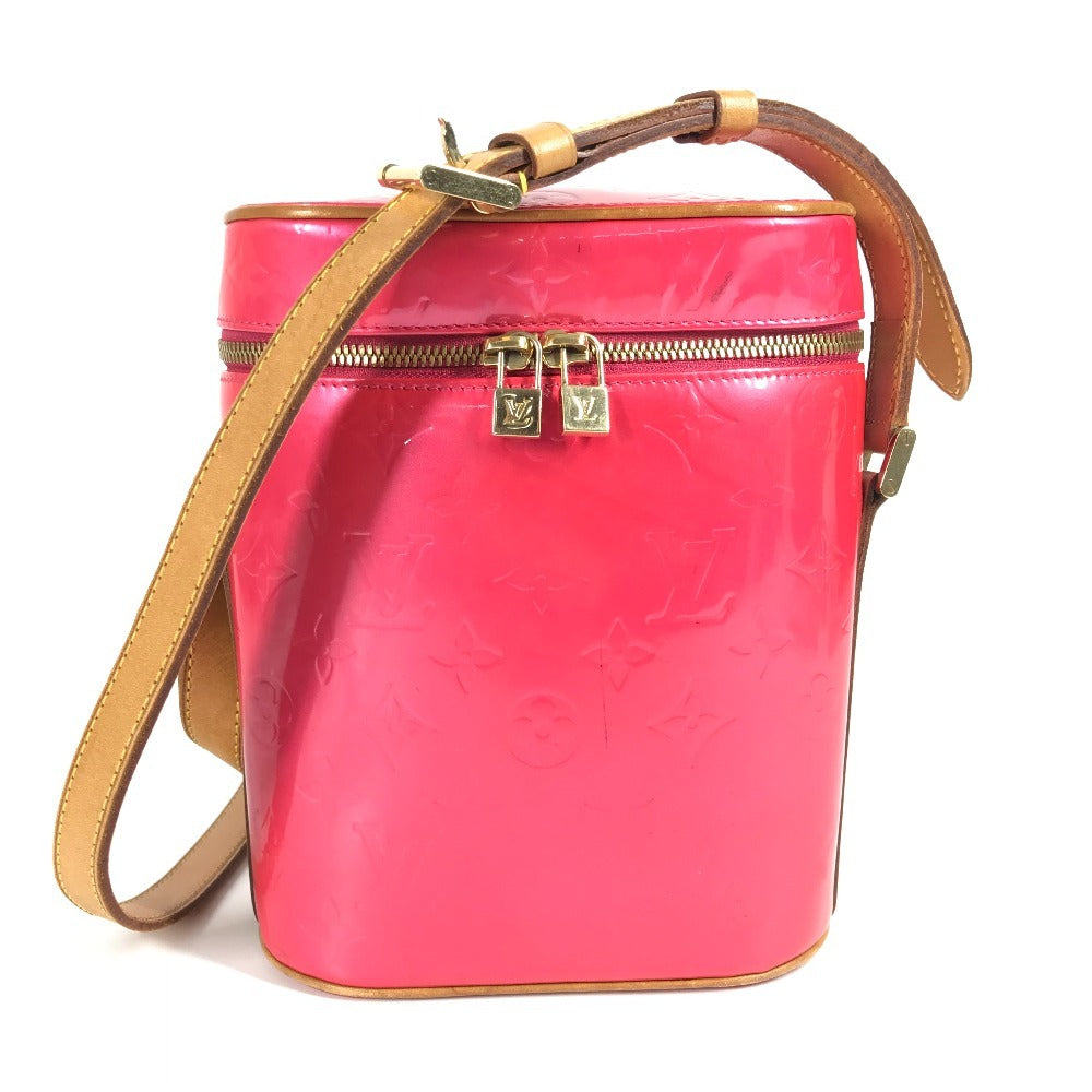 LOUIS VUITTON M91259 Monogram Vernis Sullivan Vertical Pochette Shoulder Bag in Monogram Vernis Canvas, Women's, Fuchsia Pink