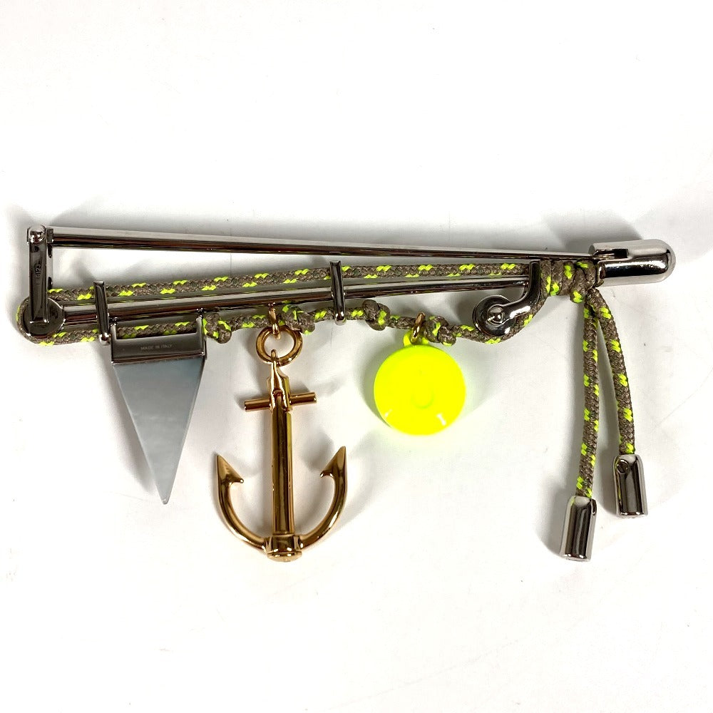 LOUIS VUITTON Rope LV Logo Pin Brooch, Metal, Unisex, Silver