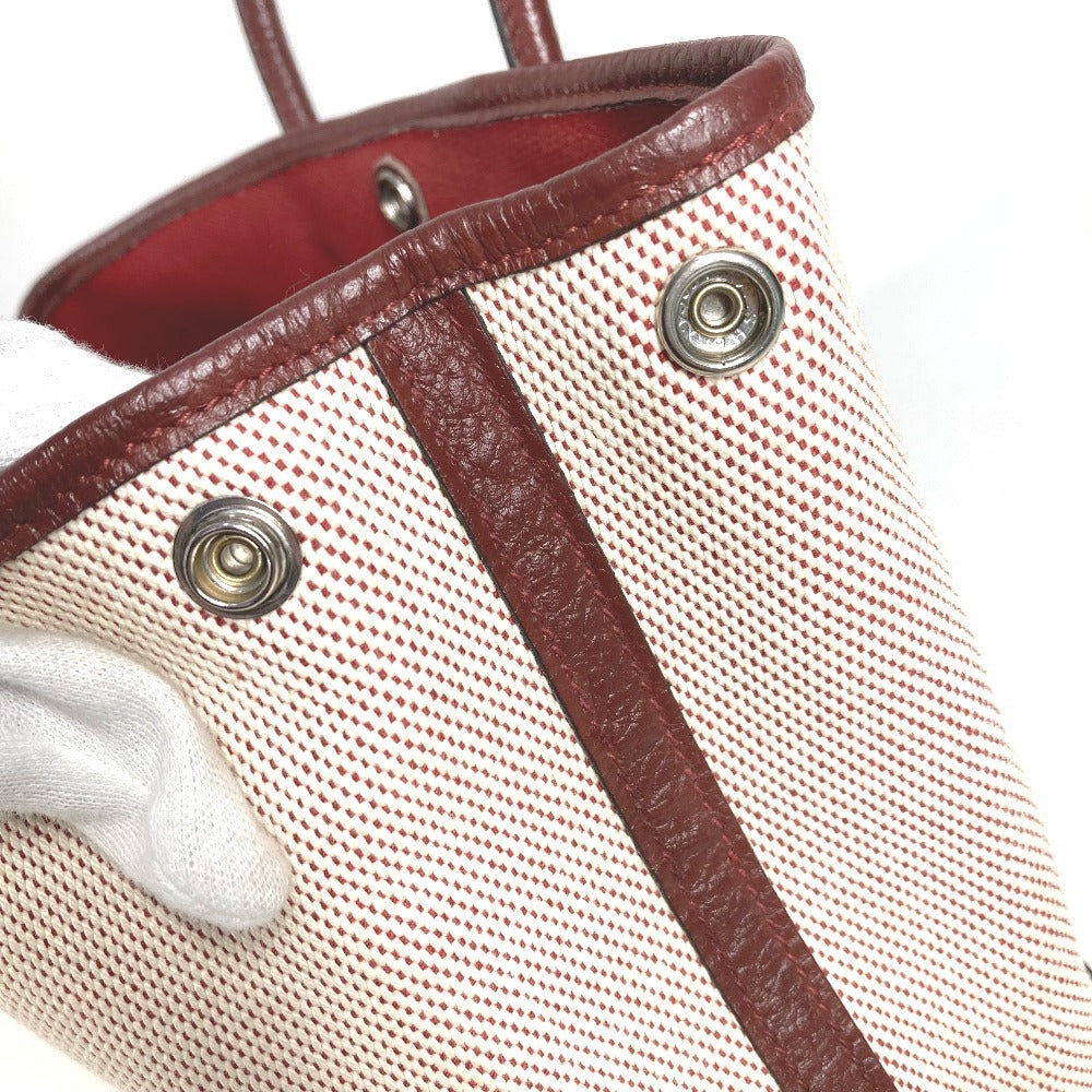 HERMES Garden Party TPM Tote Bag/Handbag in Toile H, Wine Red, for Women