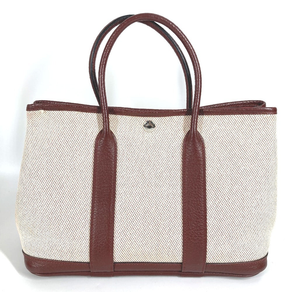 HERMES Garden Party TPM Tote Bag/Handbag in Toile H, Wine Red, for Women