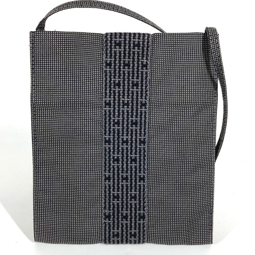 HERMES エールライン ポーチ ポシェット 斜め掛け ショルダーバッグ ポリエステル ユニセックス グレー