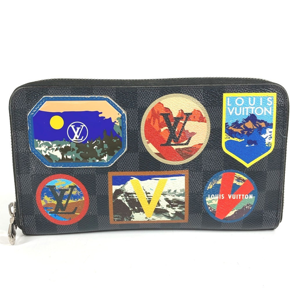 LOUIS VUITTON N60153 Damier Graphite Canvas Zippy Organizer NM Long Wallet with LV Alps Patch, Round Zipper, Unisex, Black