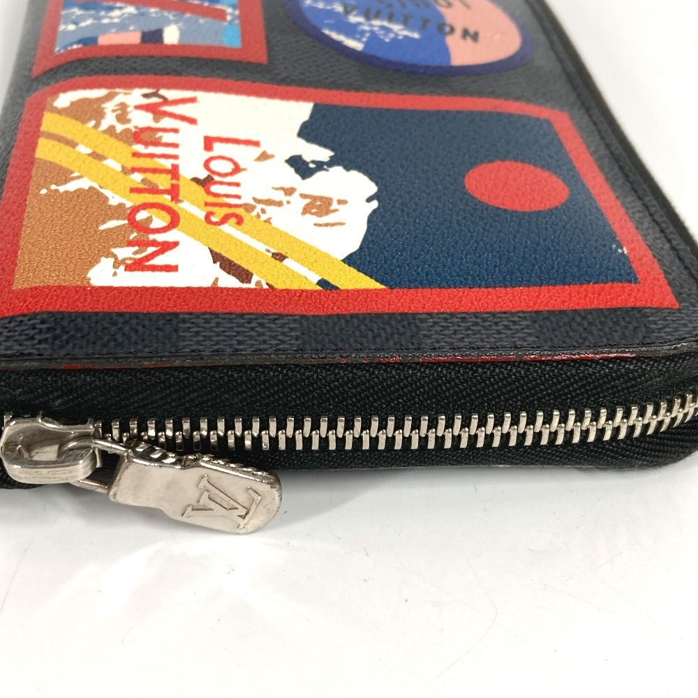 LOUIS VUITTON N60153 Damier Graphite Canvas Zippy Organizer NM Long Wallet with LV Alps Patch, Round Zipper, Unisex, Black