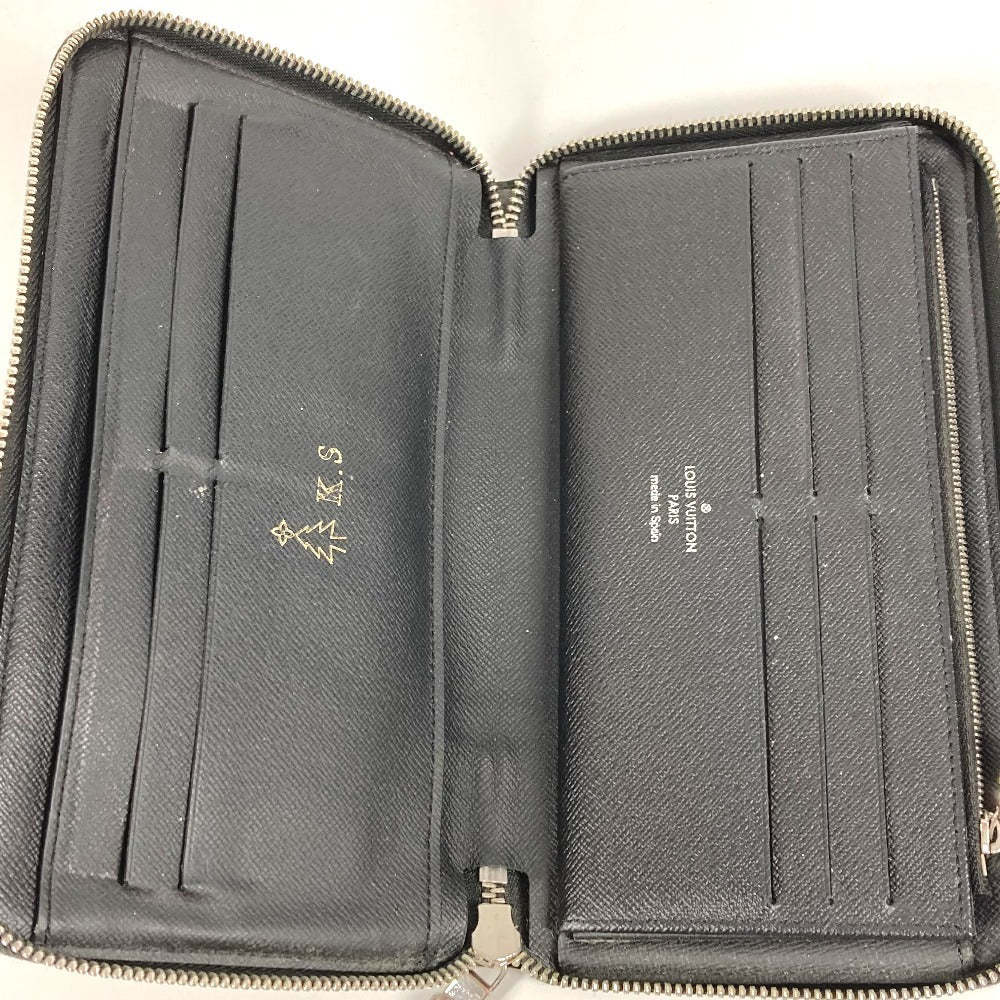 LOUIS VUITTON N60153 Damier Graphite Canvas Zippy Organizer NM Long Wallet with LV Alps Patch, Round Zipper, Unisex, Black