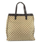 GUCCI 152601 GG Logo Vertical Tote Bag, Shoulder Bag, GG Canvas/Leather, Unisex, Beige