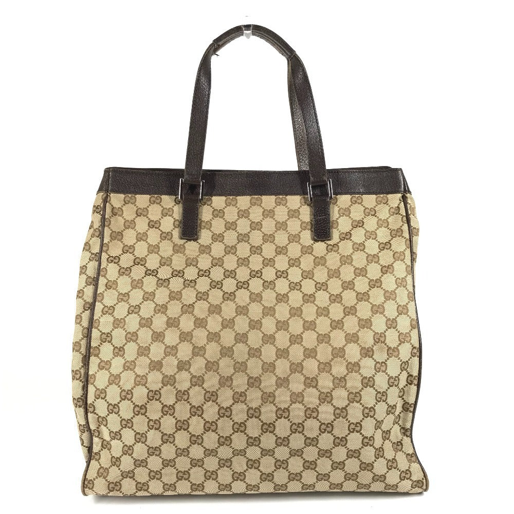 GUCCI 152601 GG Logo Vertical Tote Bag, Shoulder Bag, GG Canvas/Leather, Unisex, Beige