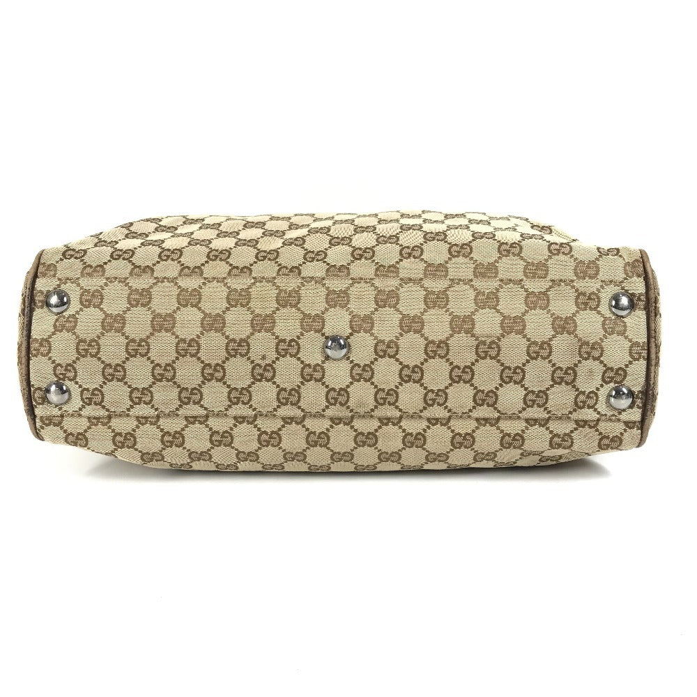 GUCCI 152601 GG Logo Vertical Tote Bag, Shoulder Bag, GG Canvas/Leather, Unisex, Beige