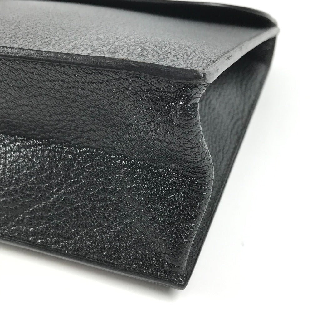 HERMES Sac A Depeche Pouch, Clutch Bag, Leather, Unisex, Black