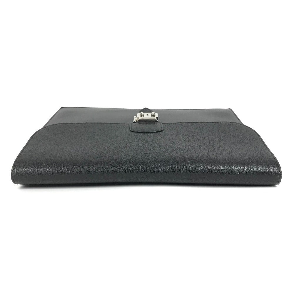 HERMES Sac A Depeche Pouch, Clutch Bag, Leather, Unisex, Black