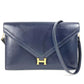 HERMES H金具 ロゴ ヴィンテージ フラップ リディ カバン バッグ 2WAYバッグ クラッチバッグ ショルダーバッグ ボックスカーフ レディース ネイビー