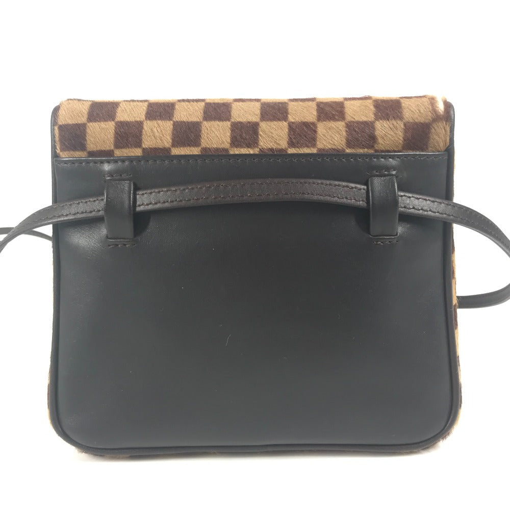 LOUIS VUITTON M92130 Damier Sauvage Gazelle Shoulder Bag, Crossbody Pochette, Flap, Pony/Leather, Brown Ebene Leather, Women's