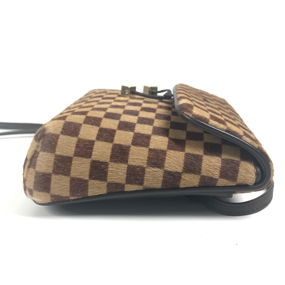 LOUIS VUITTON M92130 Damier Sauvage Gazelle Shoulder Bag, Crossbody Pochette, Flap, Pony/Leather, Brown Ebene Leather, Women's
