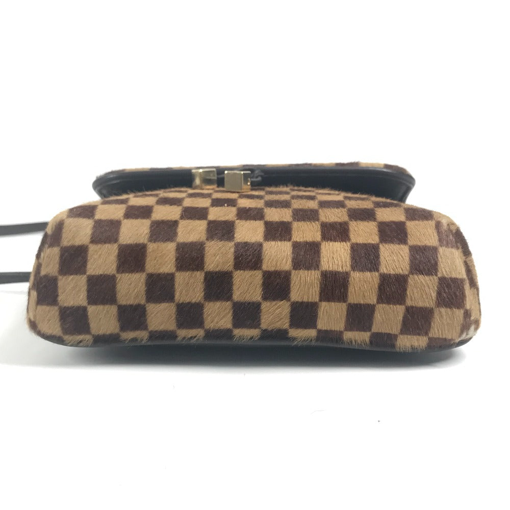 LOUIS VUITTON M92130 Damier Sauvage Gazelle Shoulder Bag, Crossbody Pochette, Flap, Pony/Leather, Brown Ebene Leather, Women's