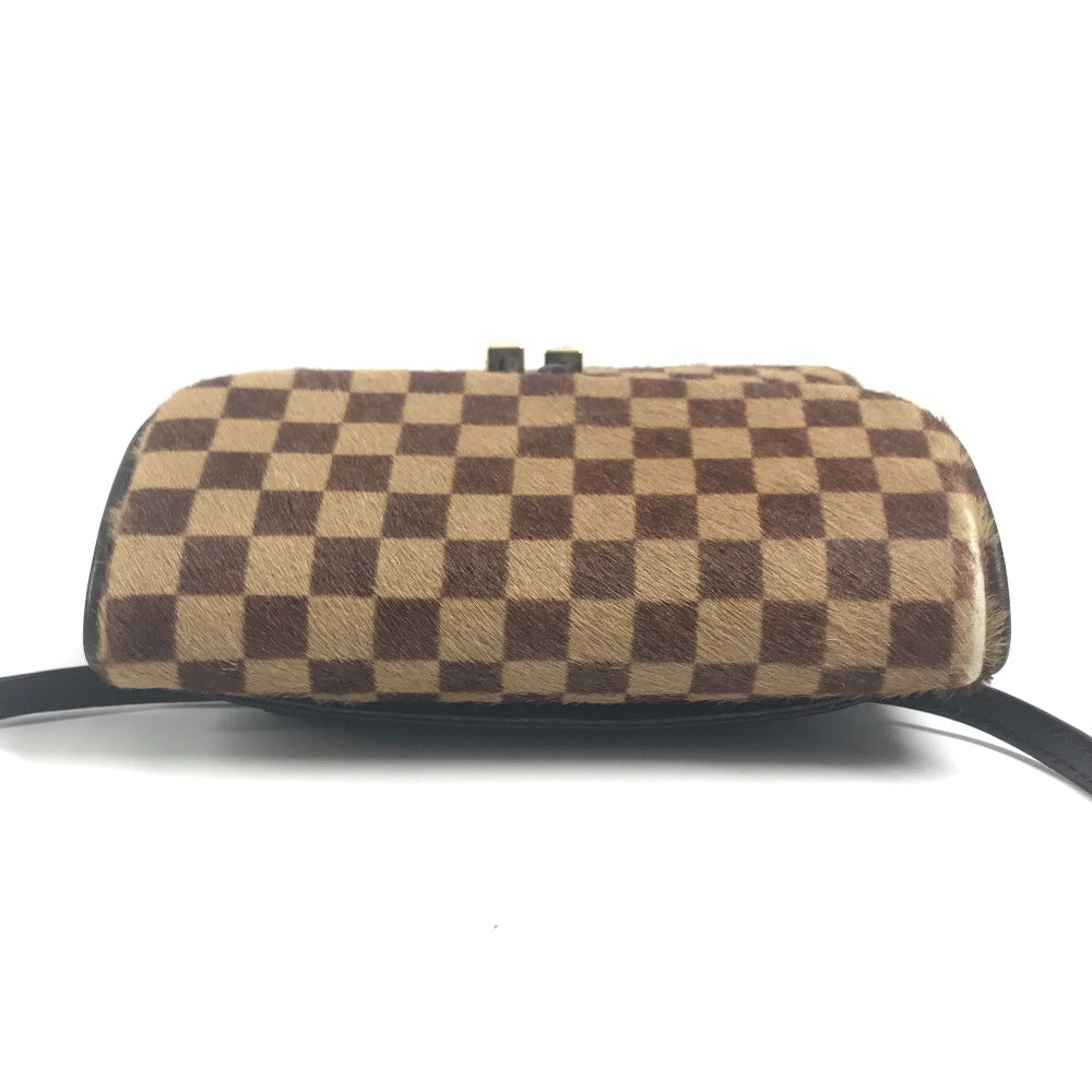 LOUIS VUITTON M92130 Damier Sauvage Gazelle Shoulder Bag, Crossbody Pochette, Flap, Pony/Leather, Brown Ebene Leather, Women's