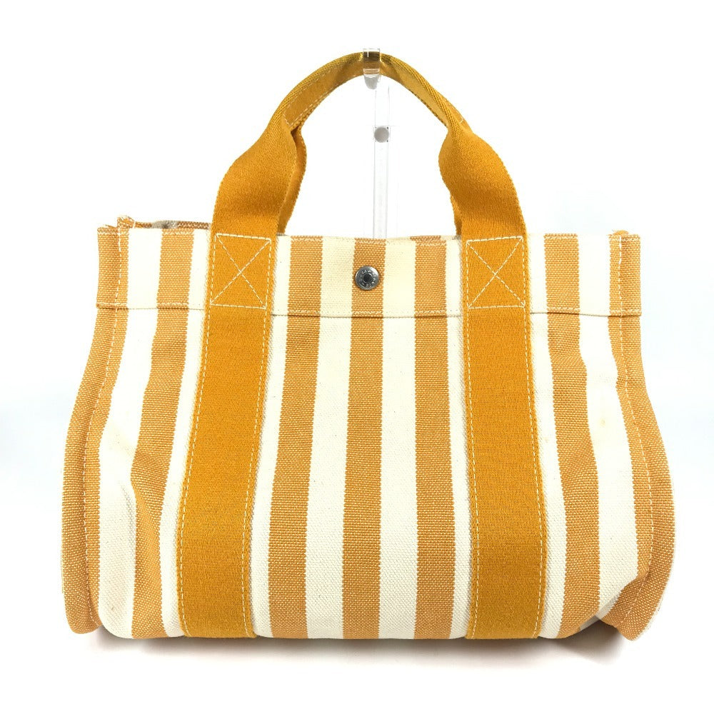 HERMES Cannes PM Tote Bag with Border Pouch, Canvas Handbag, Women's, Yellow