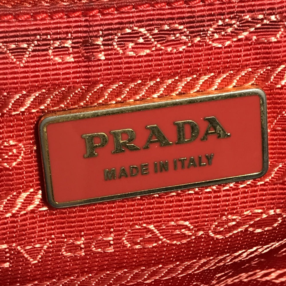 PRADA 編み込み ロゴ トライアングルロゴ 三角ロゴ プレート カバン トートバッグ ハンドバッグ ナイロン ユニセックス ピンク