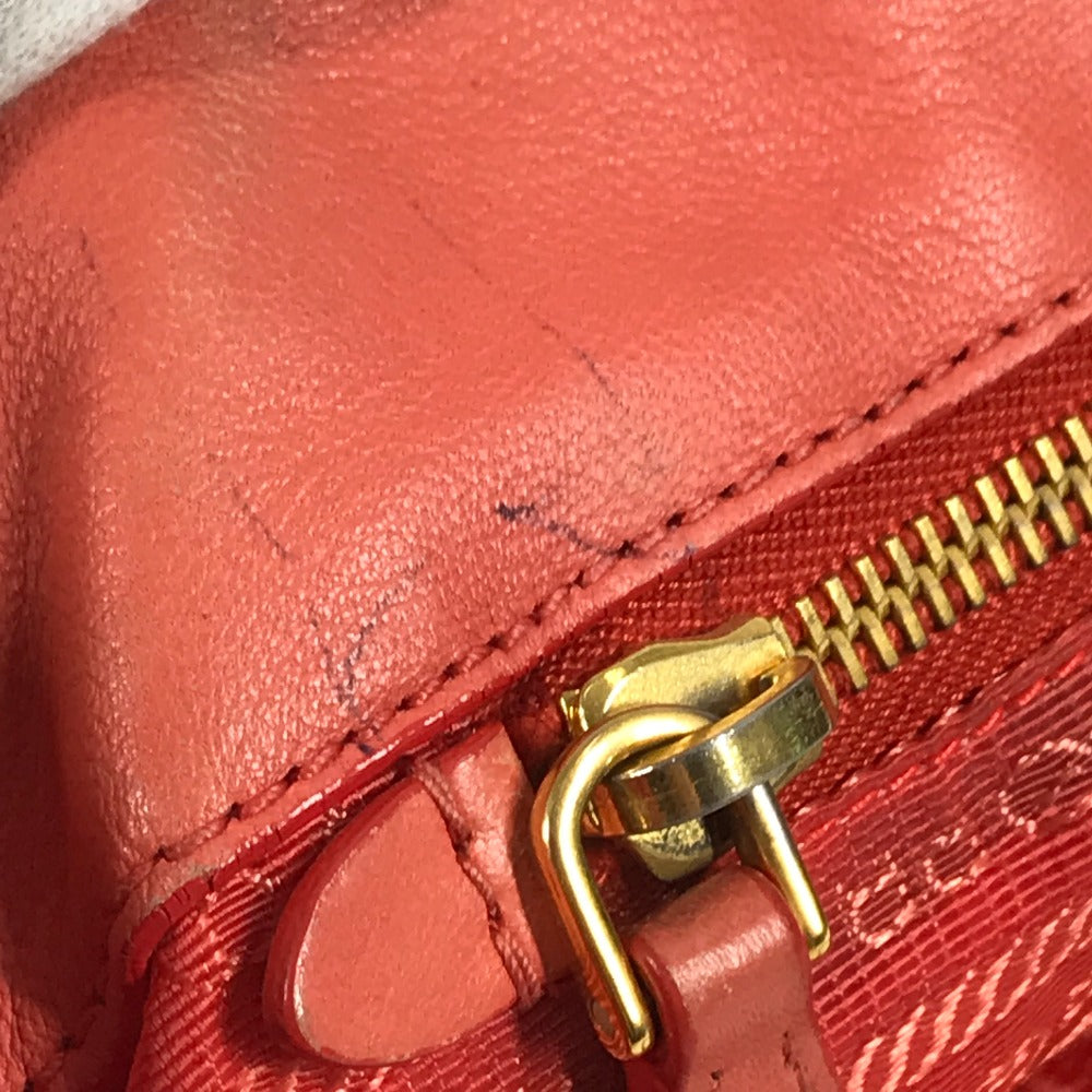 PRADA 編み込み ロゴ トライアングルロゴ 三角ロゴ プレート カバン トートバッグ ハンドバッグ ナイロン ユニセックス ピンク
