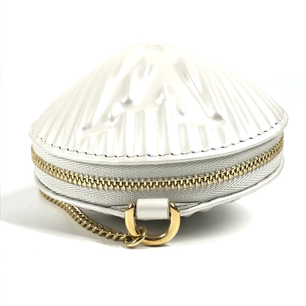 LOUIS VUITTON M92508 By the Pool Shell Coin Purse Wallet with Keychain and Chain Charm, Leather, Women's, Shaded Blue, White