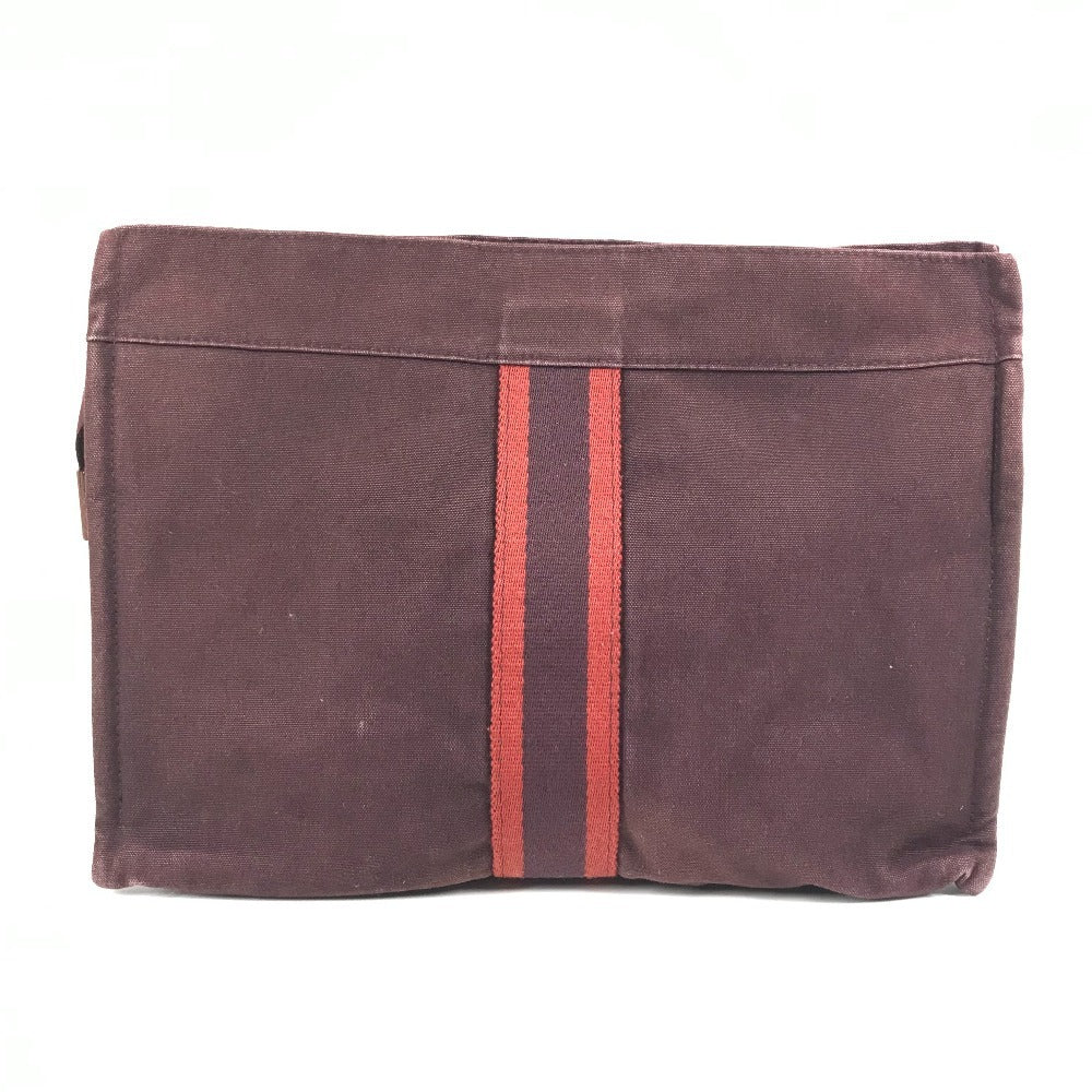 HERMES フールトゥ カバン ポーチ バッグ セカンドバッグ クラッチバッグ コットン ユニセックス ワインレッド