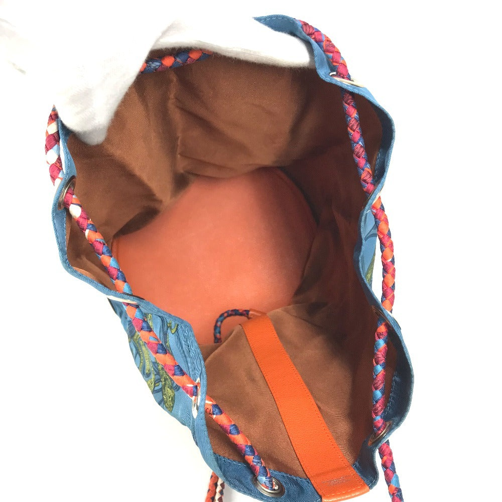 HERMES กระเป๋าทรงถุง Soie-Cool กระเป๋าสะพายไหล่ ผ้าไหม สำหรับผู้หญิง สีส้ม