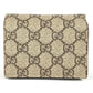 GUCCI 648848 GG Supreme Heart Logo Compact Wallet, Bifold Wallet, GG Supreme Canvas, Unisex, Beige