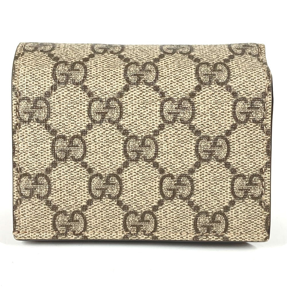 GUCCI 648848 GG Supreme Heart Logo Compact Wallet, Bifold Wallet, GG Supreme Canvas, Unisex, Beige