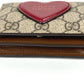 GUCCI 648848 GG Supreme Heart Logo Compact Wallet, Bifold Wallet, GG Supreme Canvas, Unisex, Beige