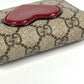 GUCCI 648848 GG Supreme Heart Logo Compact Wallet, Bifold Wallet, GG Supreme Canvas, Unisex, Beige
