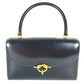 HERMES Vintage Cordriere Flap Handbag in Leather, Unisex, Black