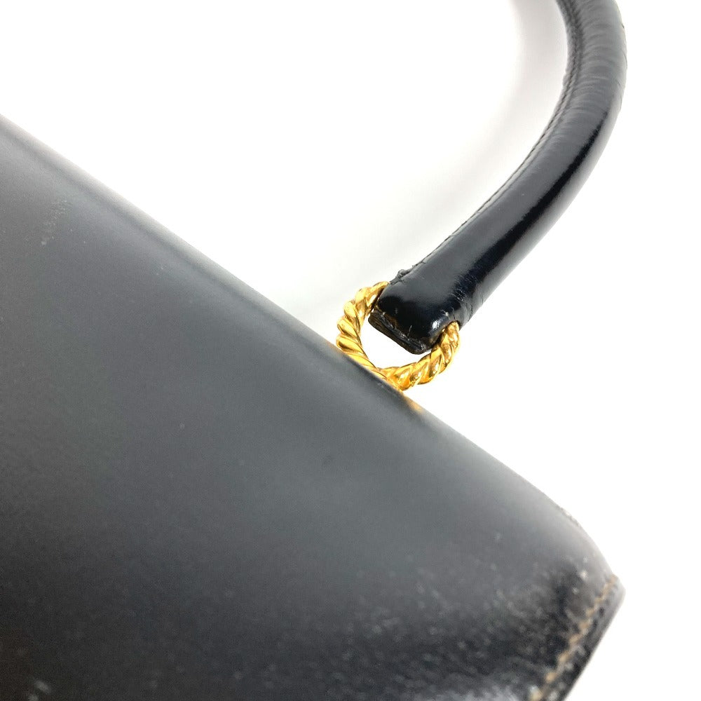 HERMES Vintage Cordriere Flap Handbag in Leather, Unisex, Black