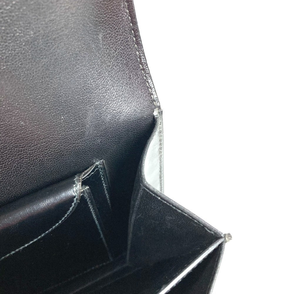 HERMES Vintage Cordriere Flap Handbag in Leather, Unisex, Black