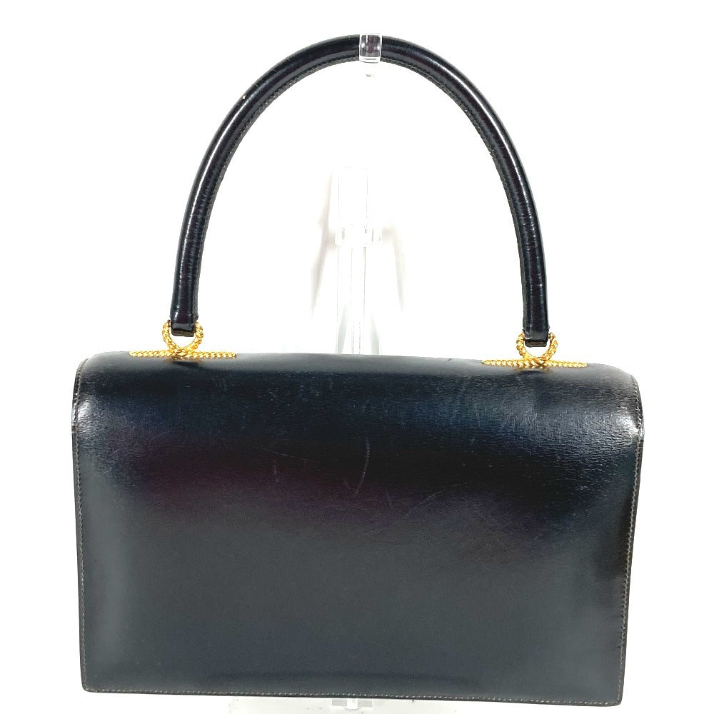 HERMES Vintage Cordriere Flap Handbag in Leather, Unisex, Black
