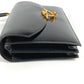 HERMES Vintage Cordriere Flap Handbag in Leather, Unisex, Black