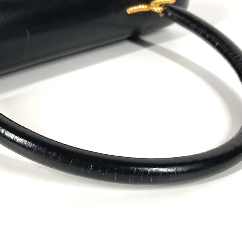 HERMES Vintage Cordriere Flap Handbag in Leather, Unisex, Black