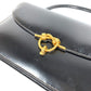 HERMES Vintage Cordriere Flap Handbag in Leather, Unisex, Black