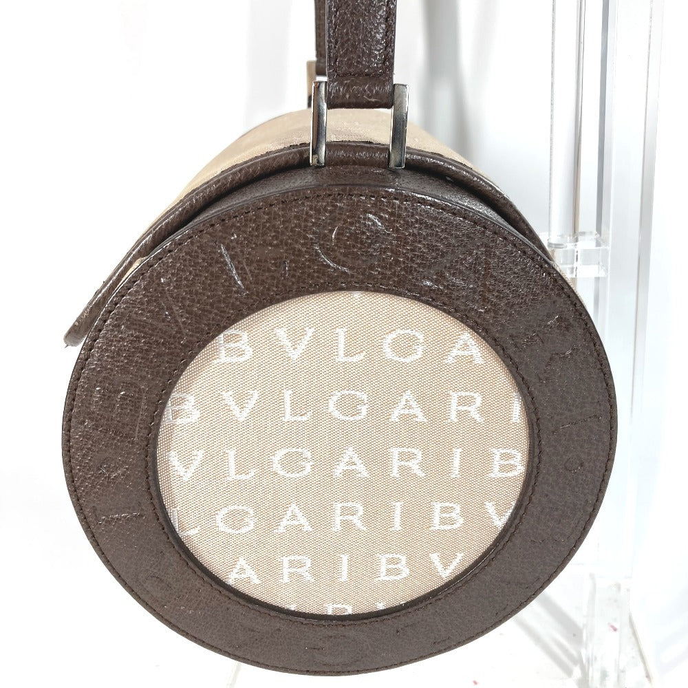 BVLGARI ブルガリブルガリ ロゴ B-ZERO1 ビーゼロワン ドラム カバン ショルダーバッグ 肩掛け フラップ ハンドバッグ レザー/キャンバス レディース ベージュ