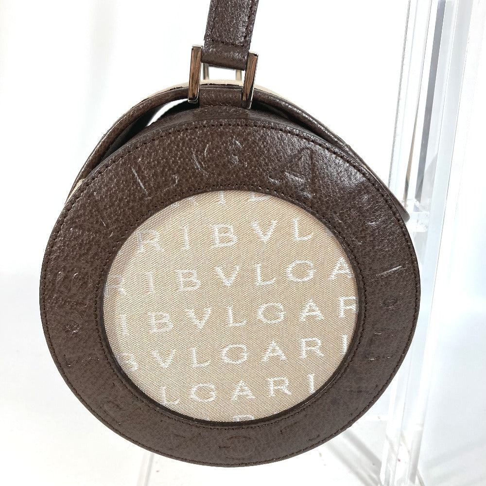 BVLGARI ブルガリブルガリ ロゴ B-ZERO1 ビーゼロワン ドラム カバン ショルダーバッグ 肩掛け フラップ ハンドバッグ レザー/キャンバス レディース ベージュ